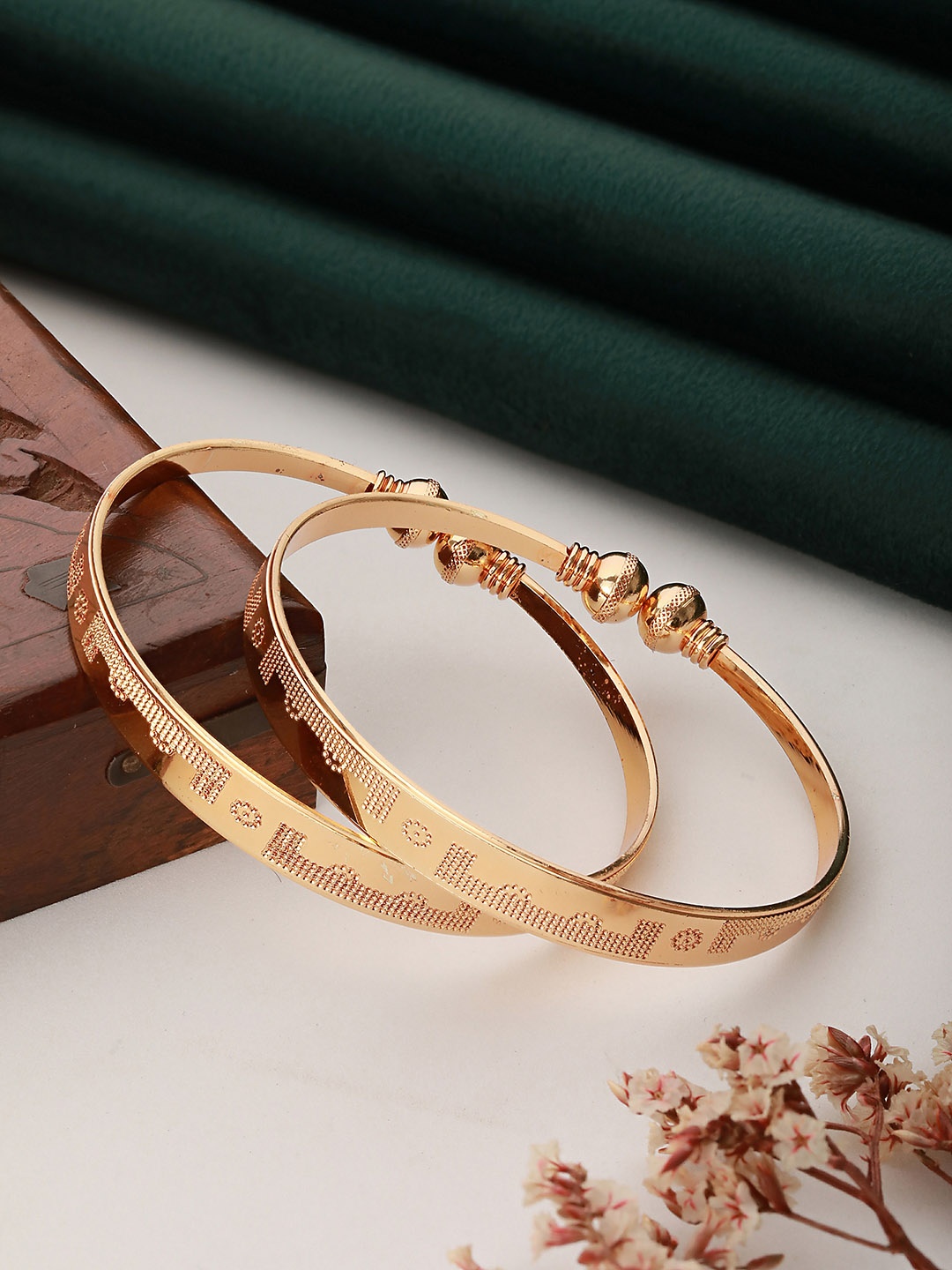 

Aadvik Designs Set Of 2 Gold-Plated Adjustable Bangles