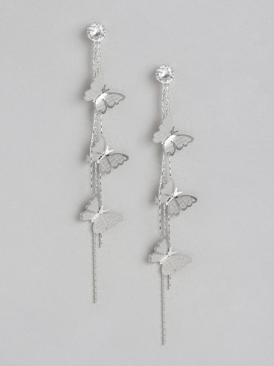 

Aadvik Designs Silver-Plated Contemporary Drop Earrings