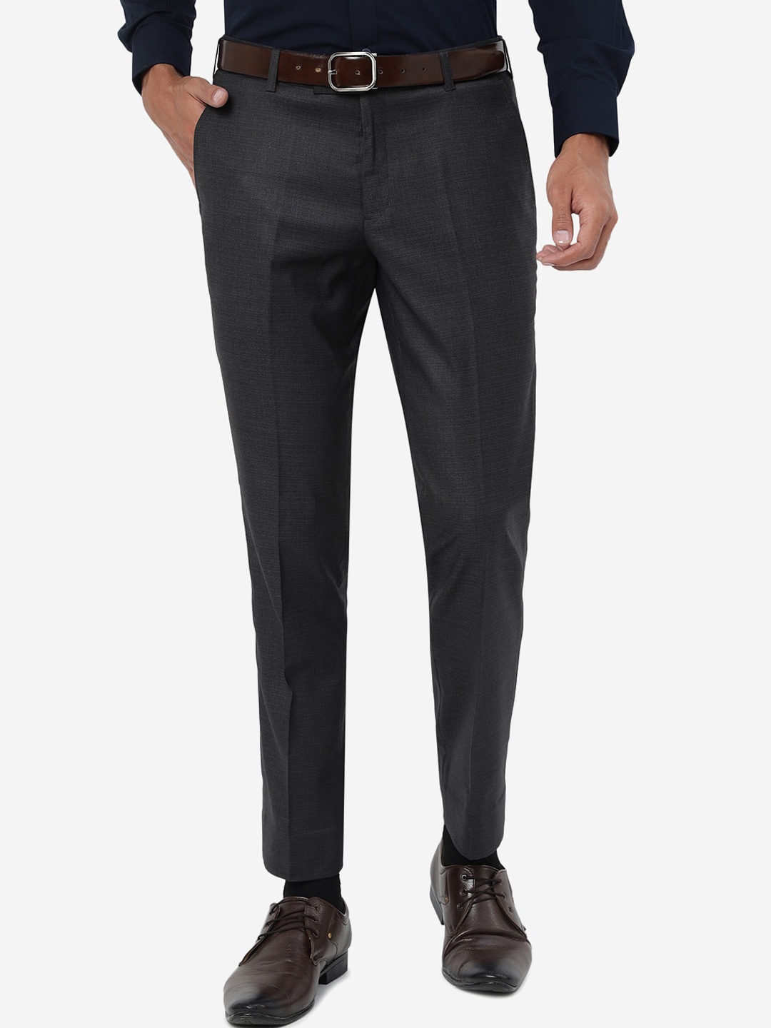 

JADE BLUE Men Mid Rise Slim Fit Formal Trouser, Grey