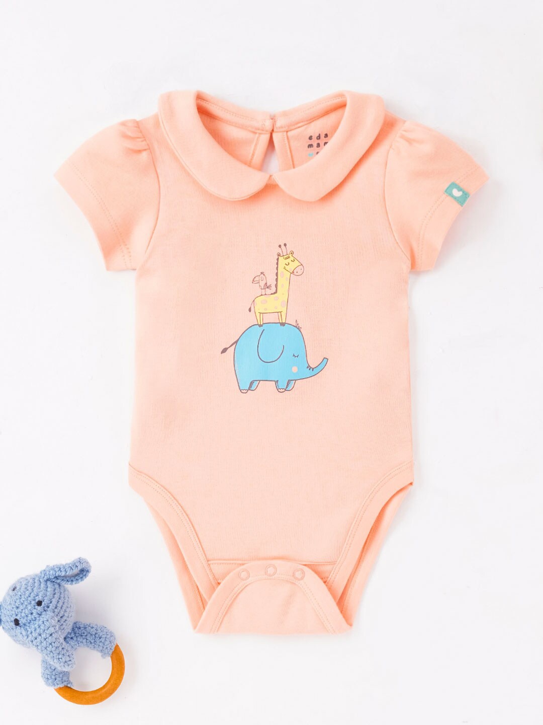 

Ed-a-Mamma Baby Infant Girls Graphic Printed Cotton Bodysuit, Peach