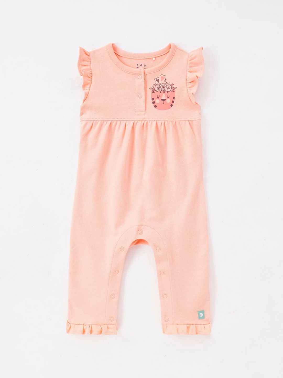 

Ed-a-Mamma Baby Infant Girls Printed Cotton Rompers, Peach