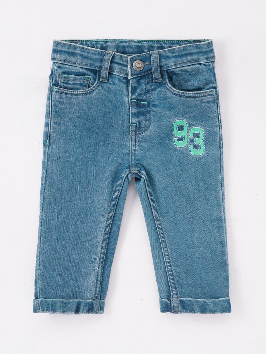 

Ed-a-Mamma Baby Kids Boys Embroidered Stretchable Jeans, Blue