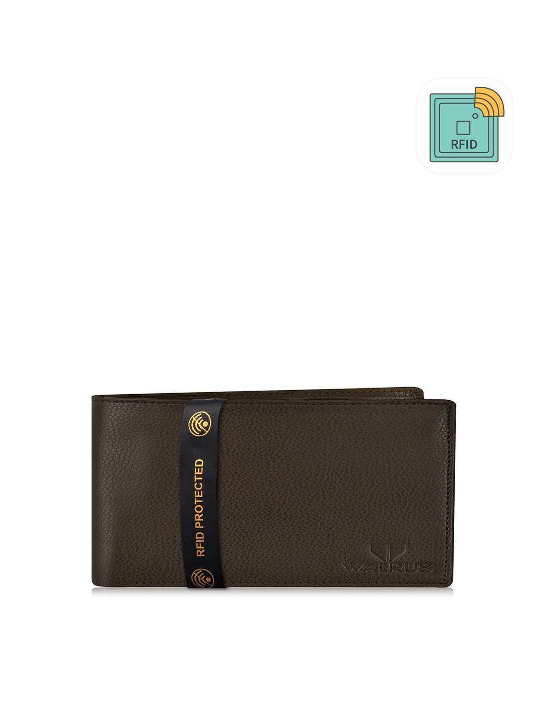 

Walrus Men Textured PU Two Fold Wallet With RFID, Brown