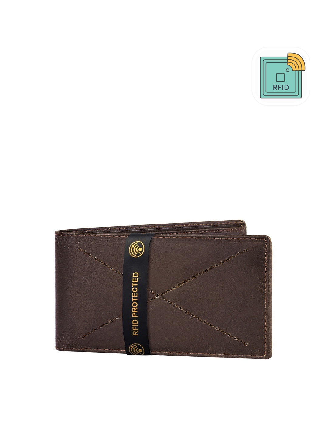 

Walrus Men Leather Two Fold Wallet, Brown