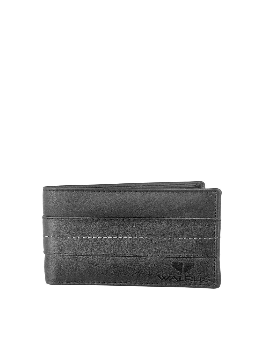

Walrus Men Leather Two Fold Wallet With SIM Card Holder, Black