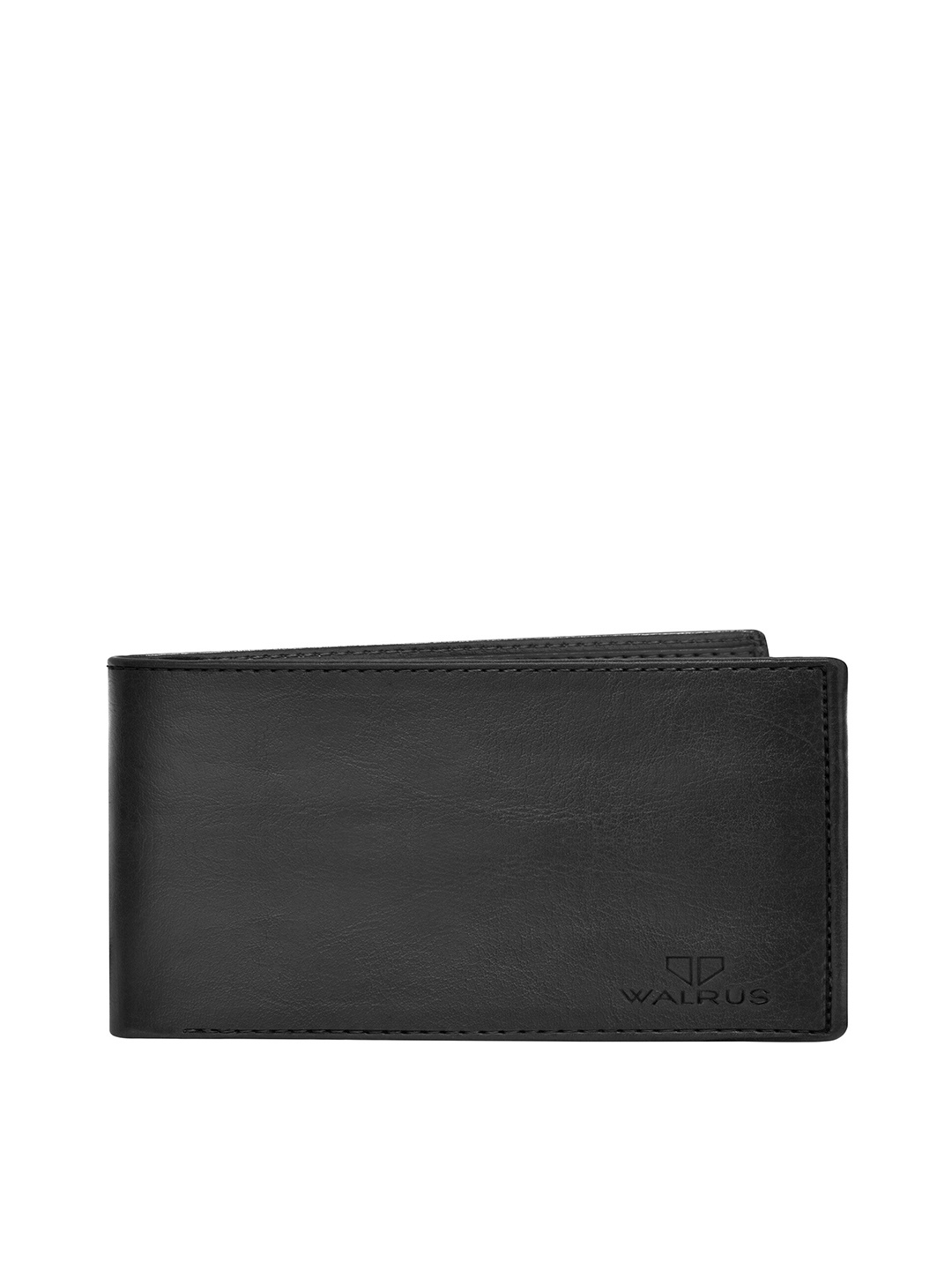 

Walrus Men Leather Two Fold Wallet with SIM Card Holder, Black