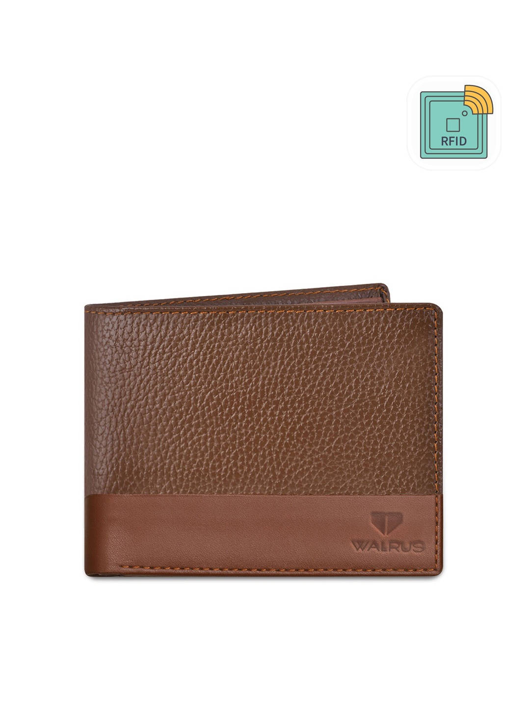 

Walrus Men PU Two Fold Wallet With RFID, Tan