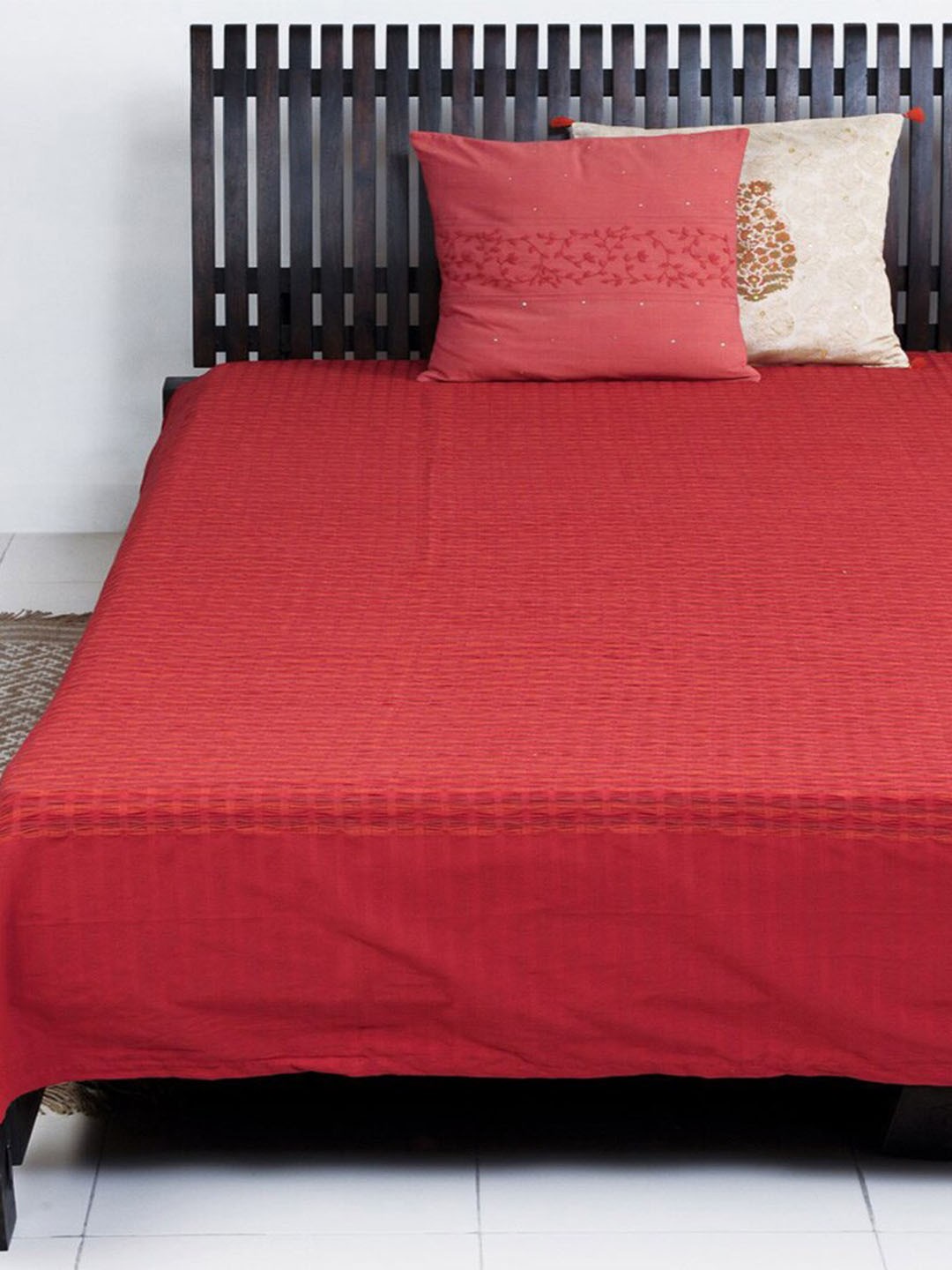 

Fabindia Red Woven Design Deepali Cotton Single Bed Cover