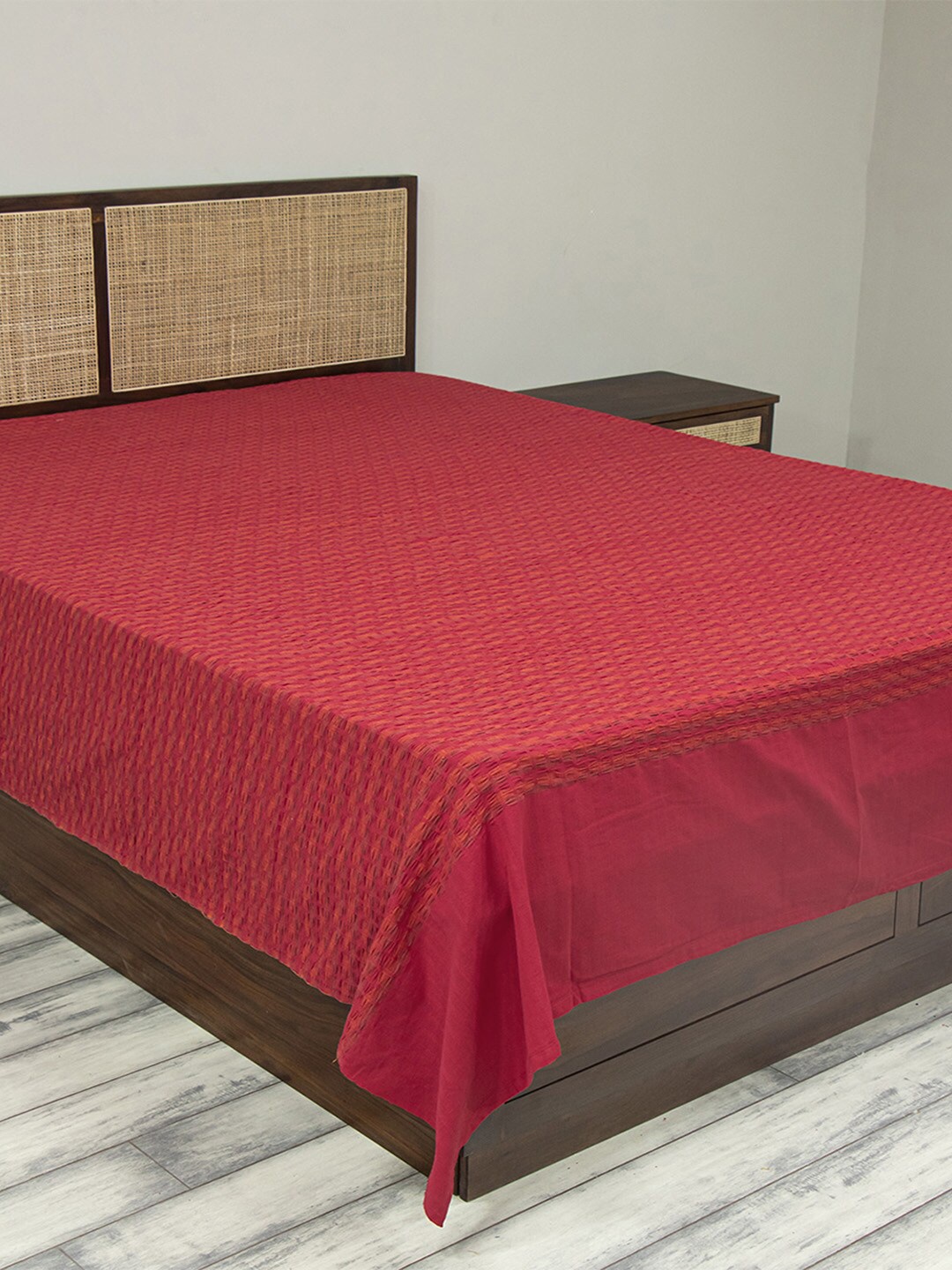 

Fabindia Maroon Woven Design Deepali Cotton Double Bed Cover