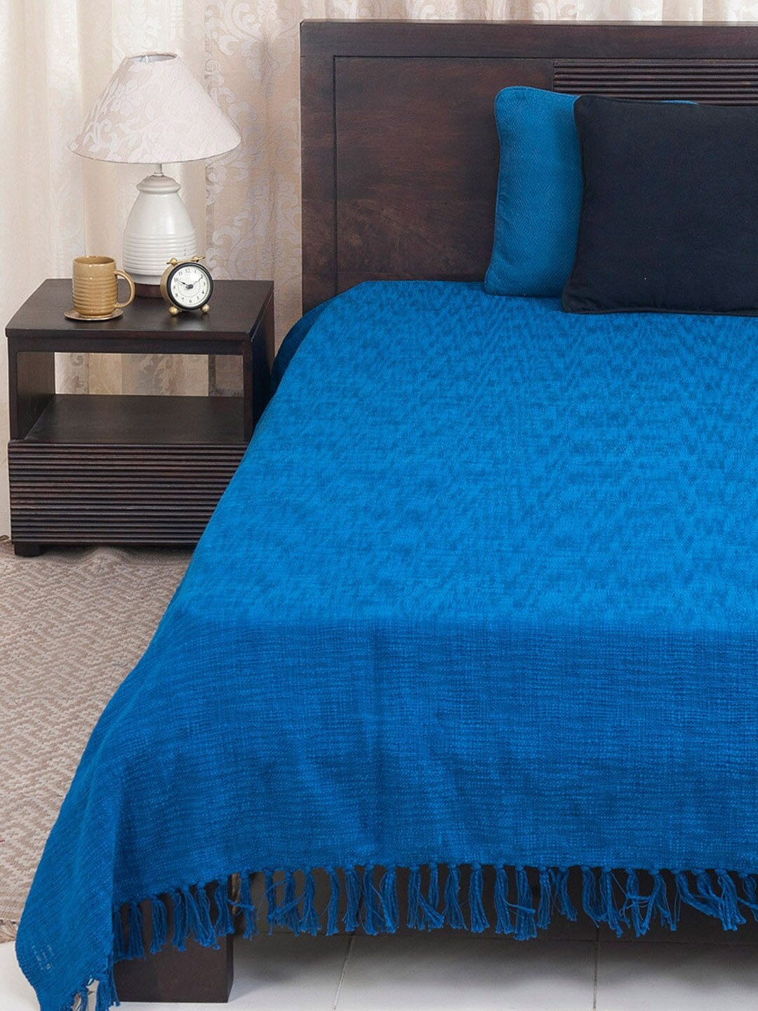 

Fabindia Blue Woven Design Chaman Cotton Double Bed Cover