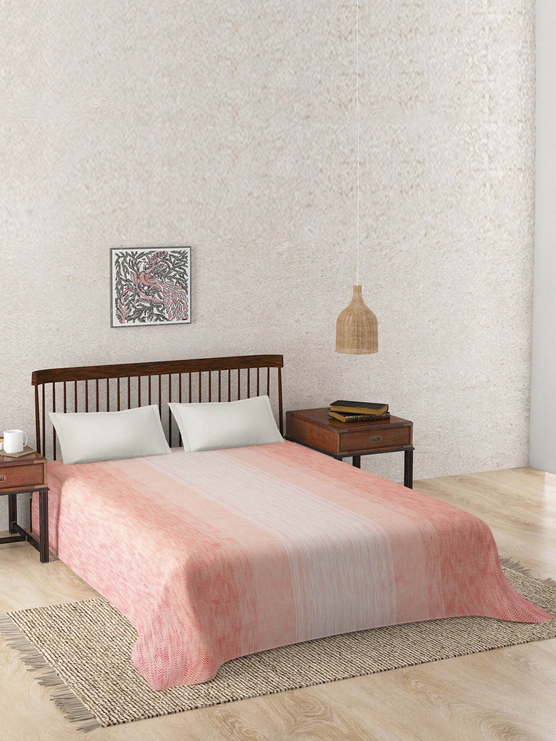 

Fabindia Red & White Vardaniya Woven Design 120 TC Cotton King Bed Cover