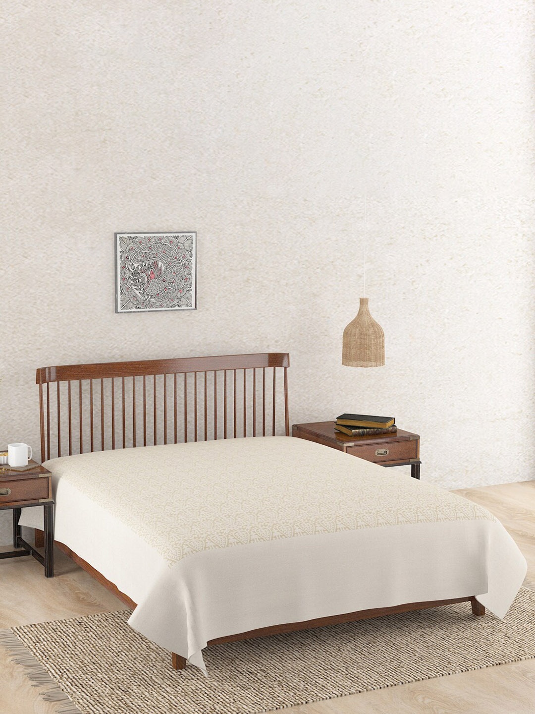 

Fabindia Beige Alba Cotton Double Bed Cover, Cream