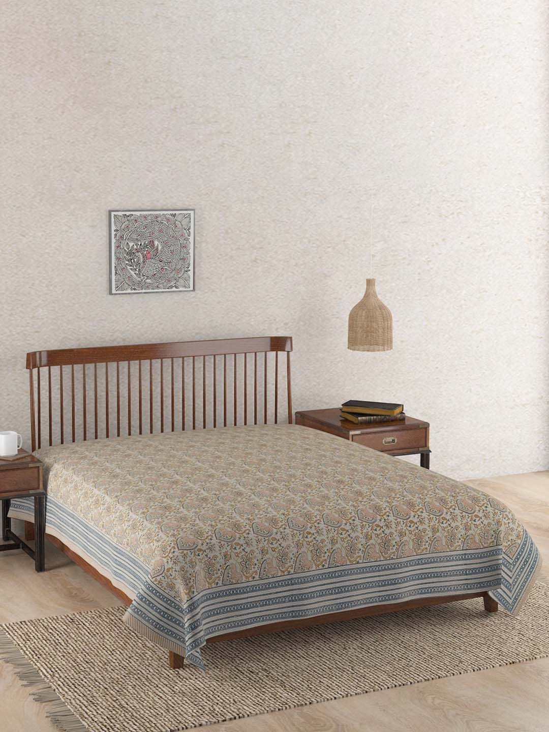

Fabindia Avni Beige & Brown Printed Cotton Double Bed Cover