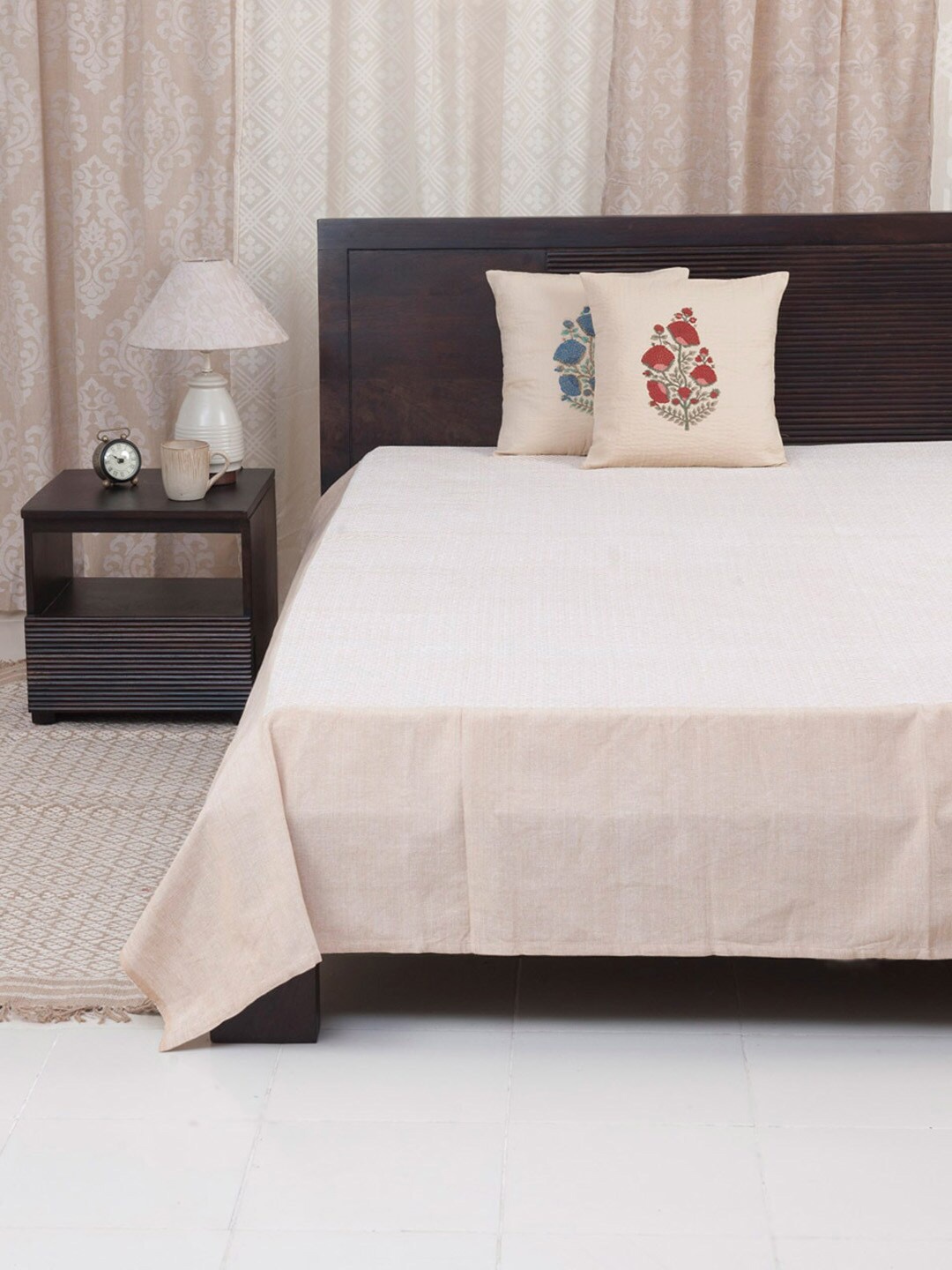 

Fabindia Beige Cotton Woven Design Double Bed Cover