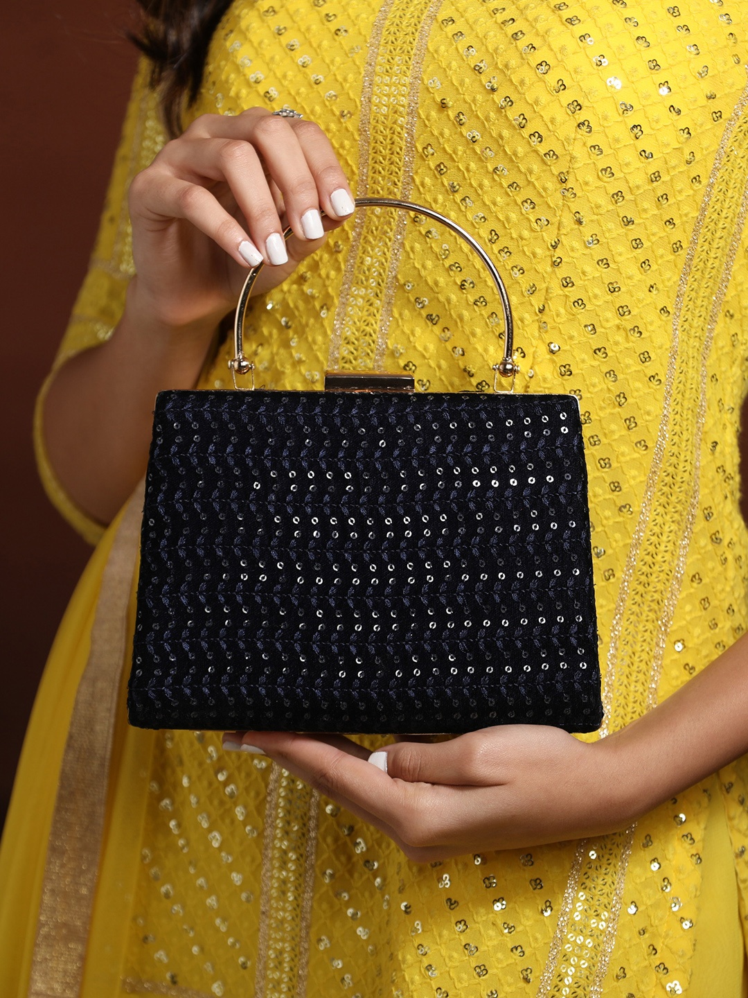 

HORRA Embellished Box Clutch, Blue