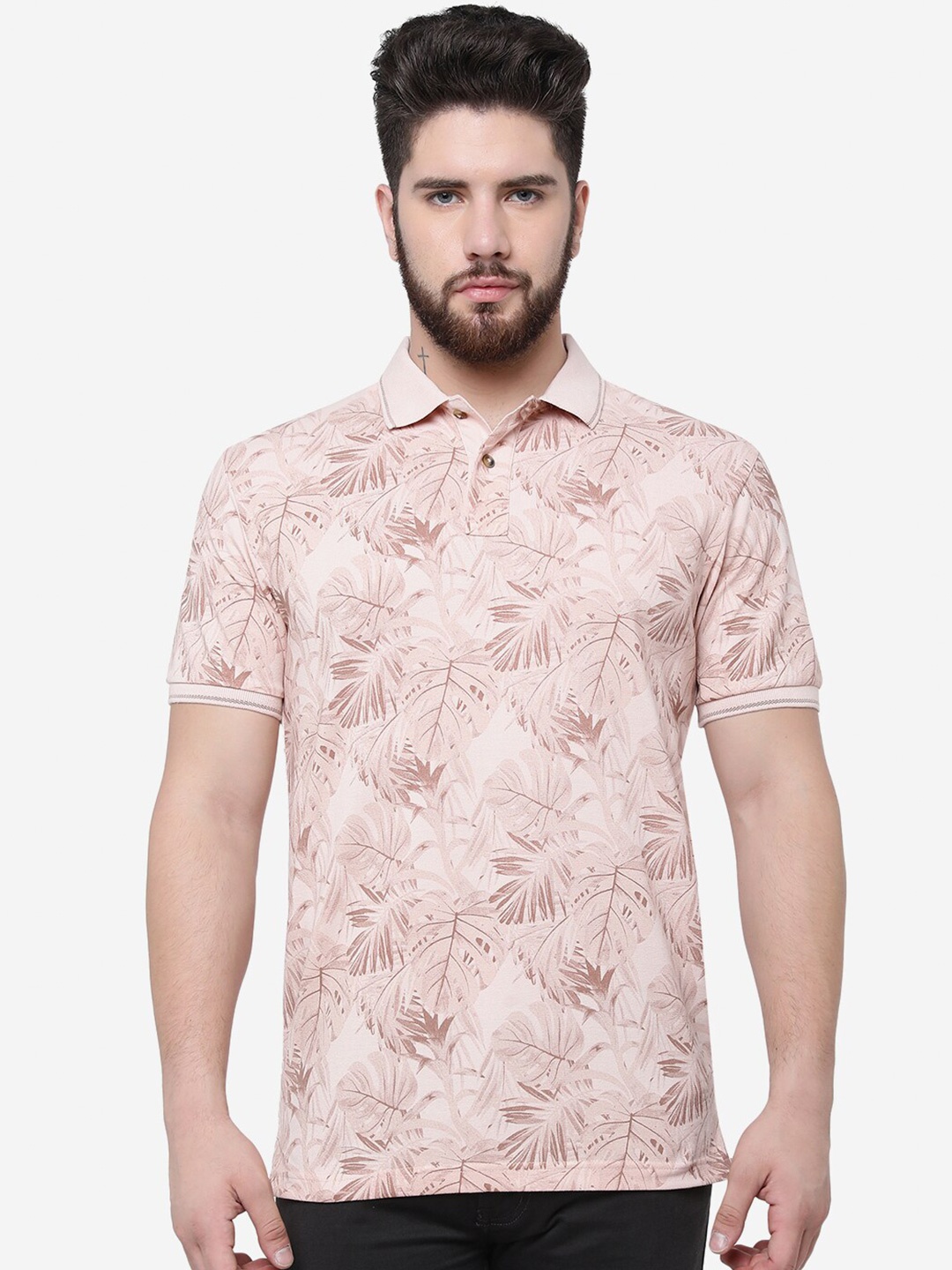 

Greenfibre Floral Polo Slim Fit T-shirt, Peach