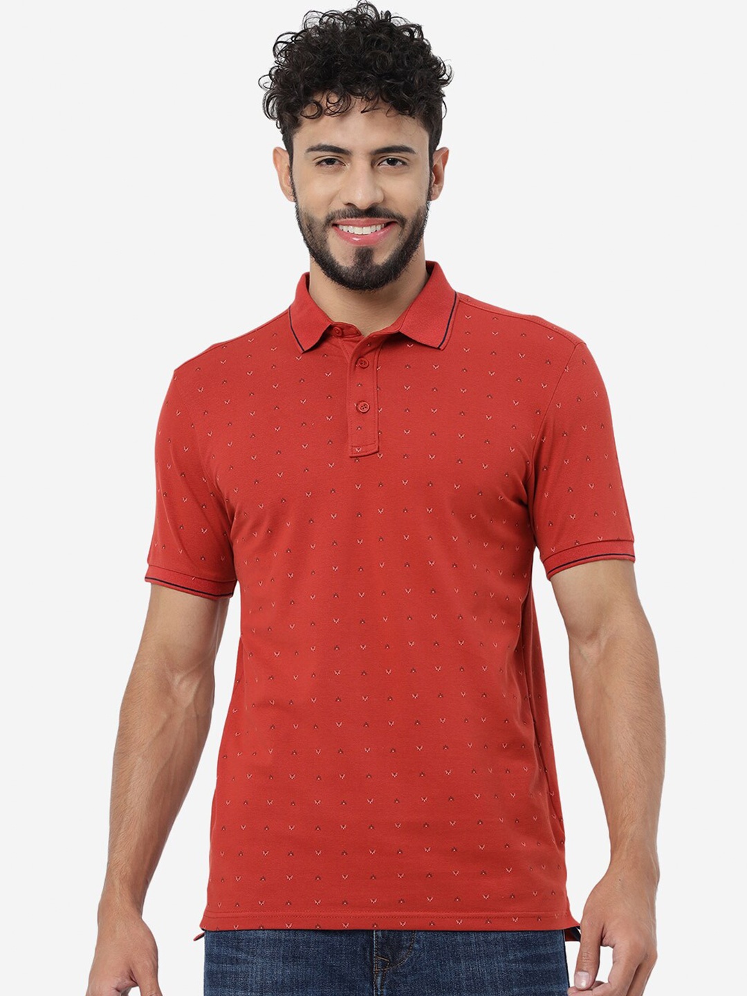 

JADE BLUE Conversational Printed Slim Fit Cotton Casual T-shirt, Rust