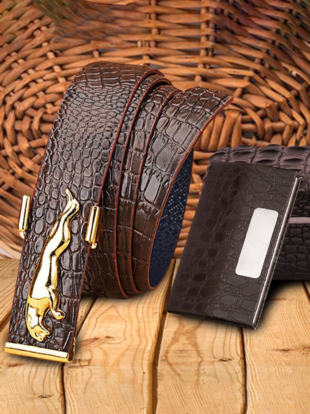 

Kastner Men Set Of 2 Belt & Card Holder Accessory Gift Set, Brown