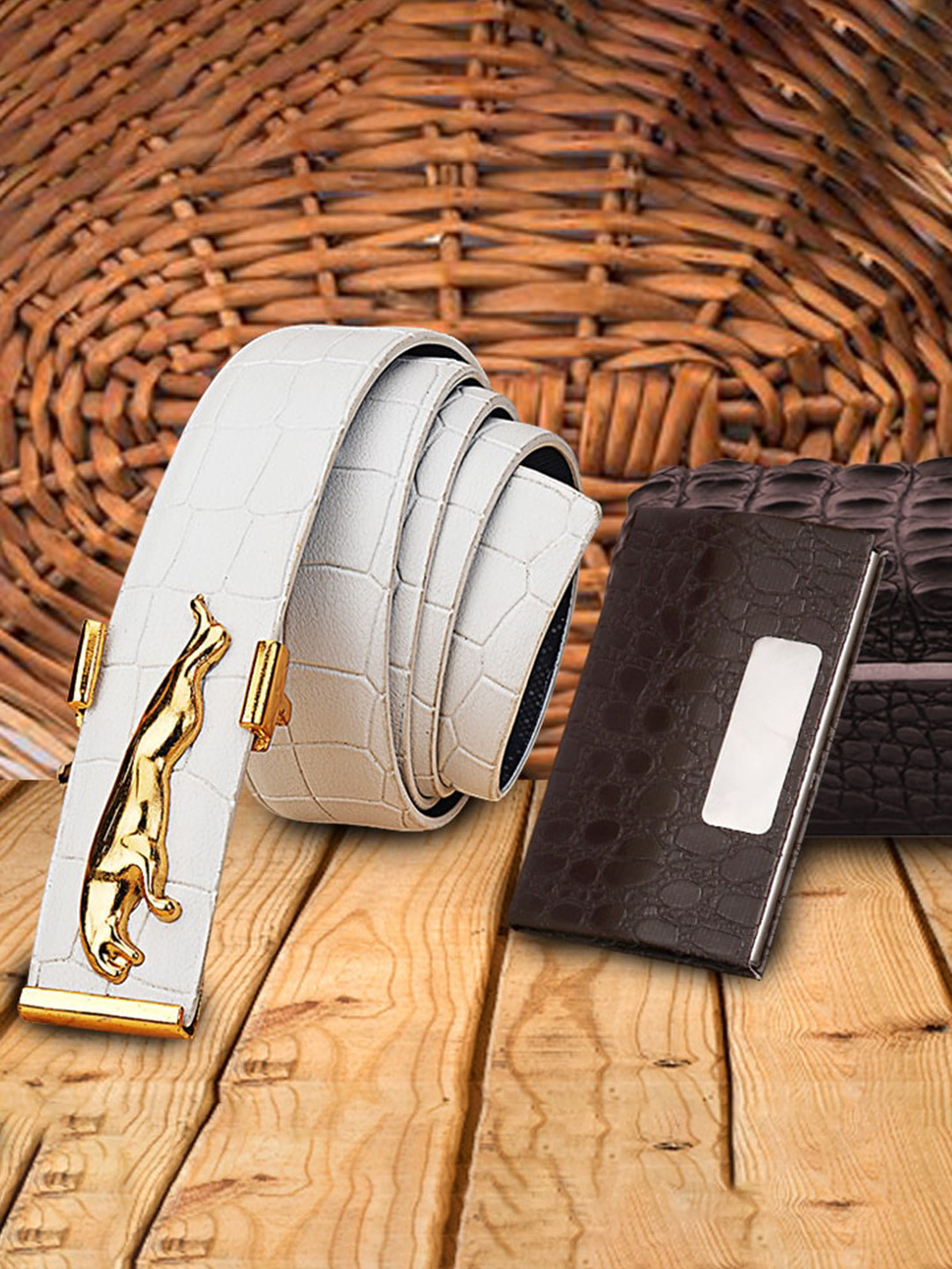 

Kastner Set Of 2 Leather Belt & Card Holder Accessory Gift Set, White