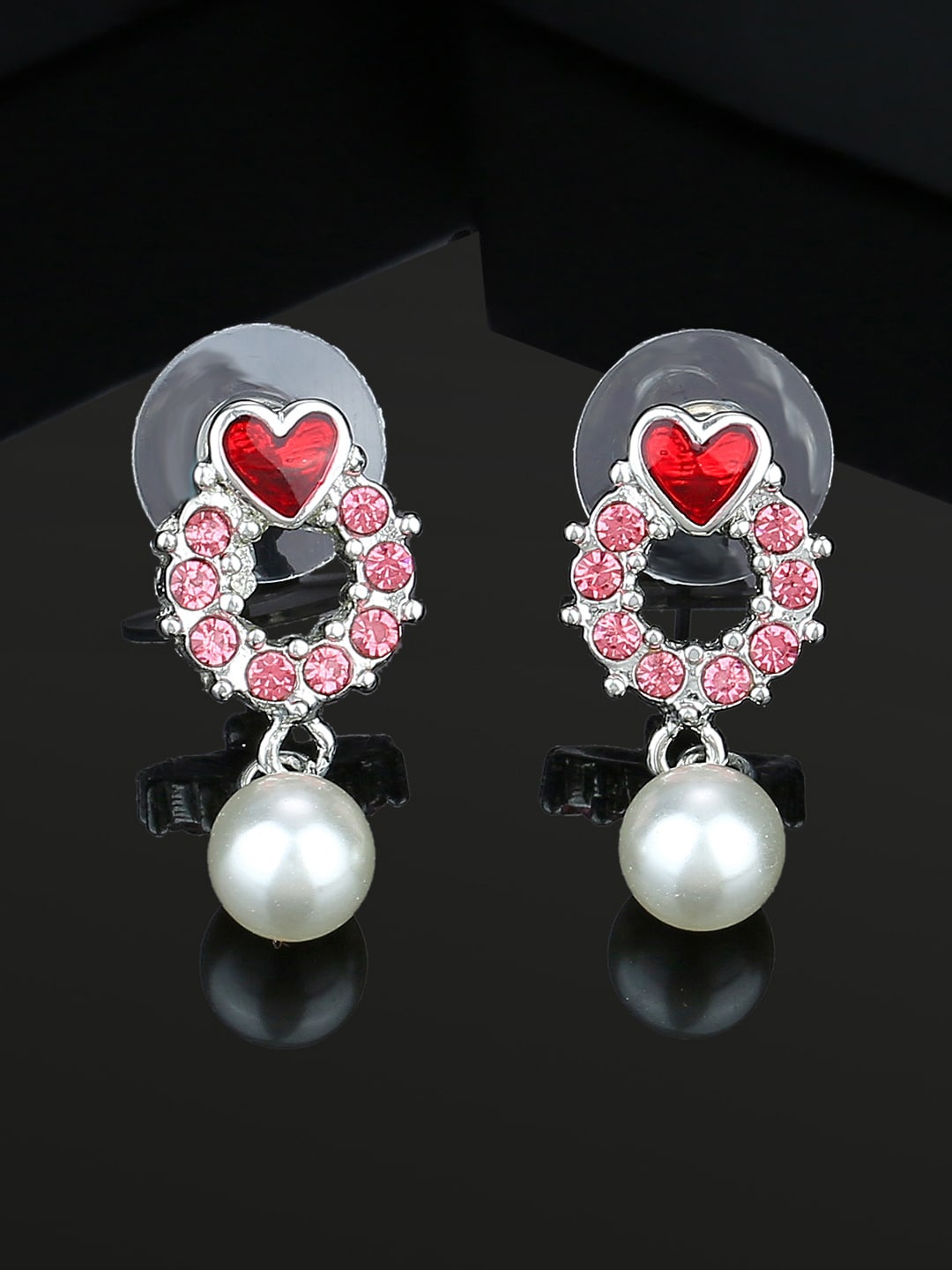 

Estele Rhodium-Plated Geometric Drop Earrings, Rose