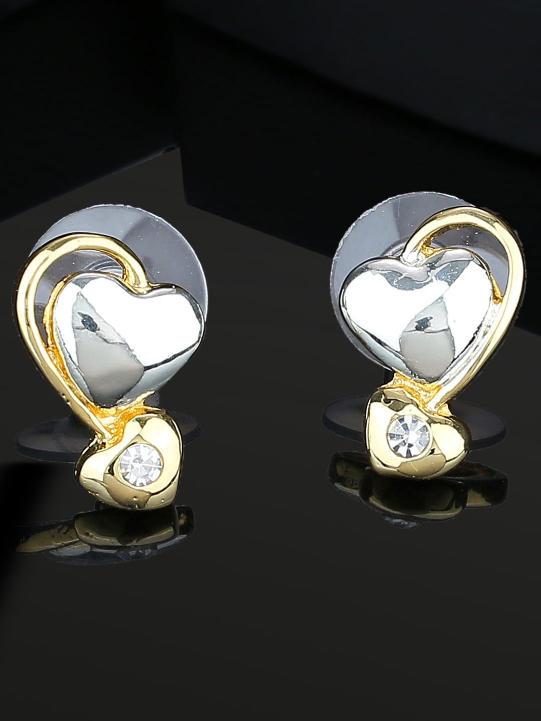 

Estele Gold-Silver-Plated Heart Shaped Studs Earrings