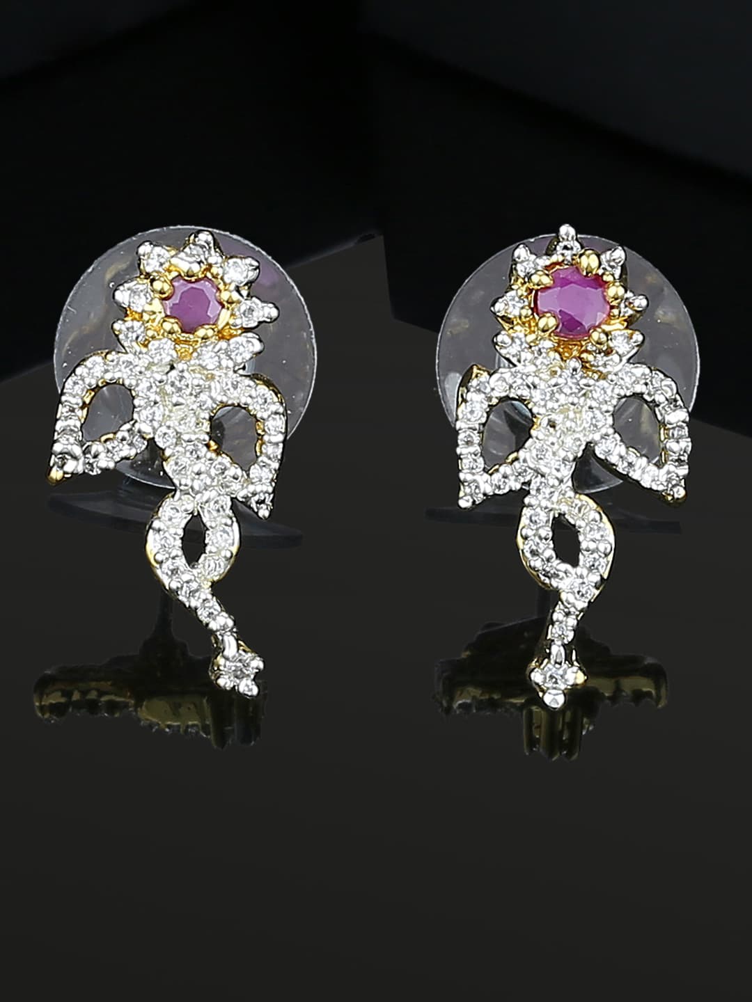 

Estele Gold-Plated Floral CZ Studded Studs Earrings