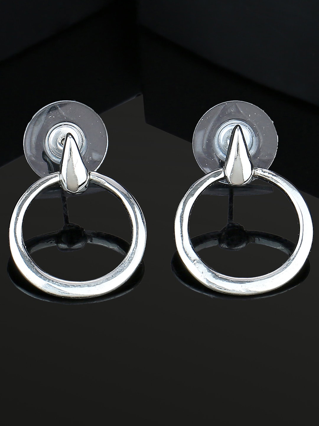 

Estele Rhodium-Plated Circular Drop Earrings, Silver