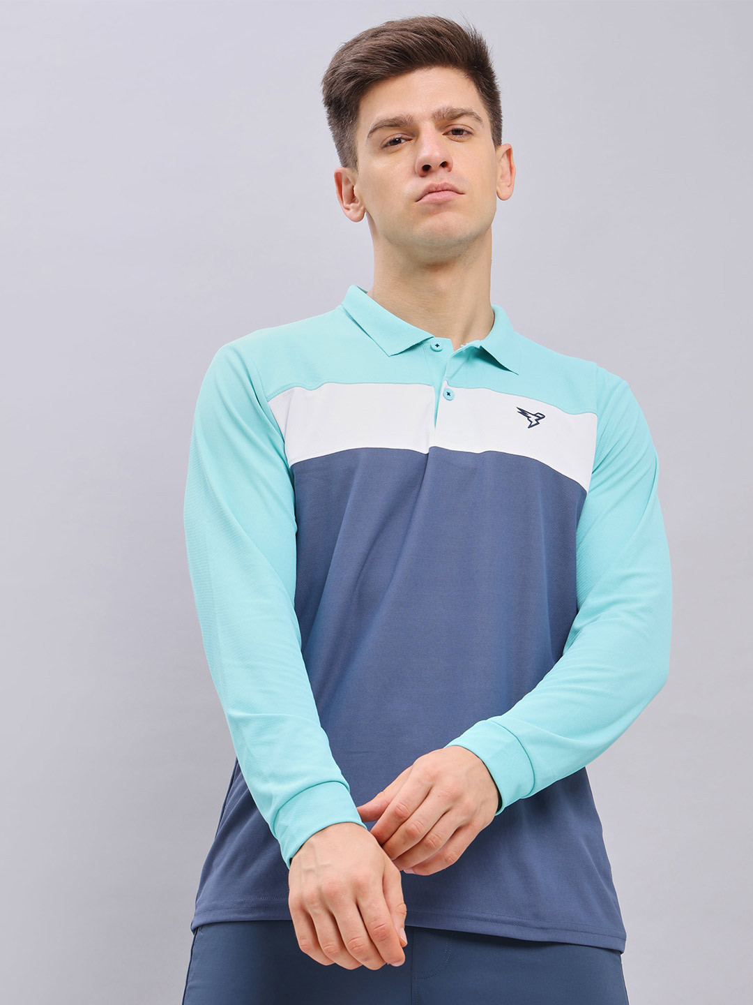 

Technosport Colourblocked Polo Collar Antimicrobial Slim Fit Sports T-shirt, White