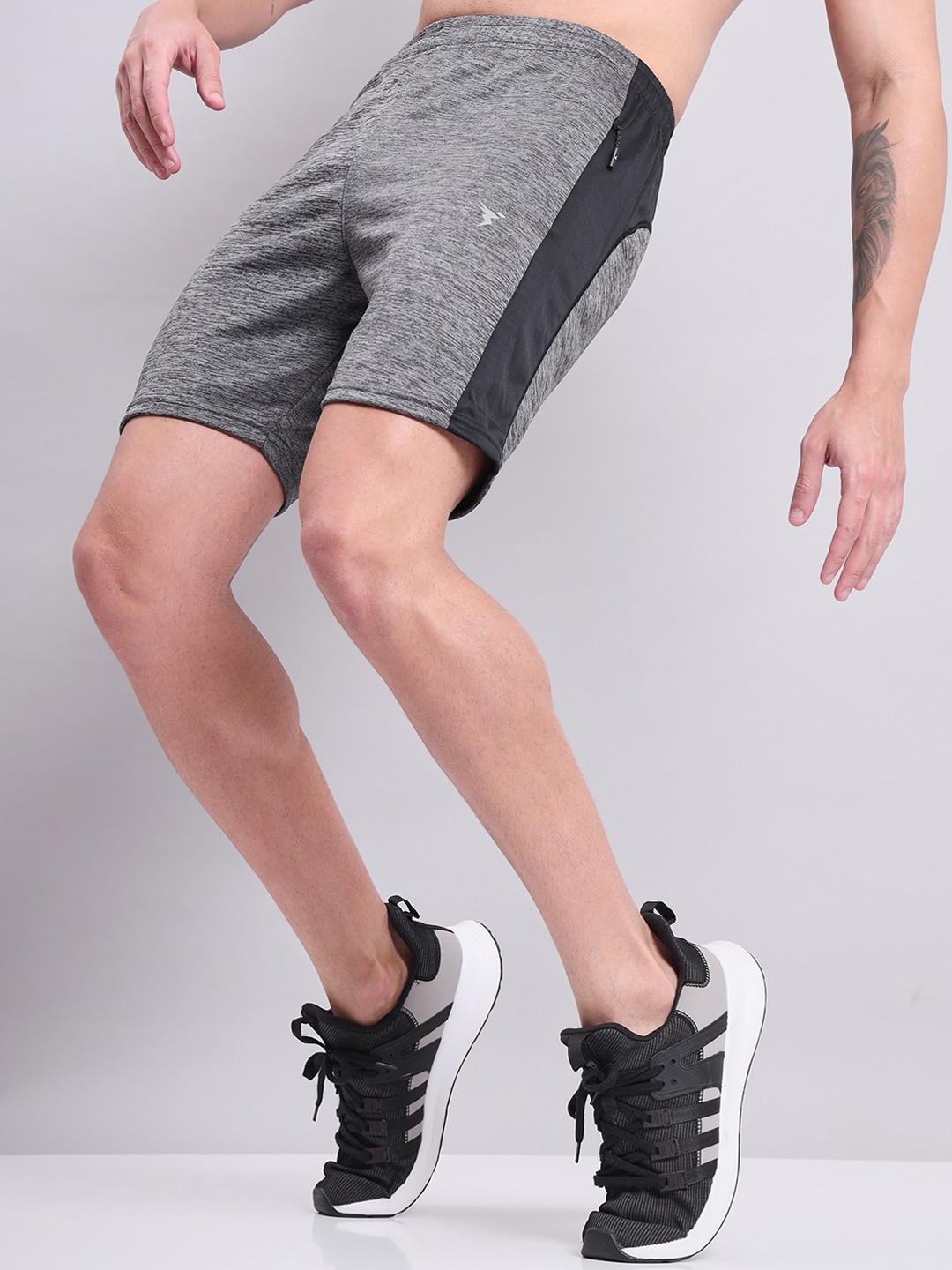 

Technosport Men Slim Fit Antimicrobial Training or Gym Sports Shorts, Grey melange