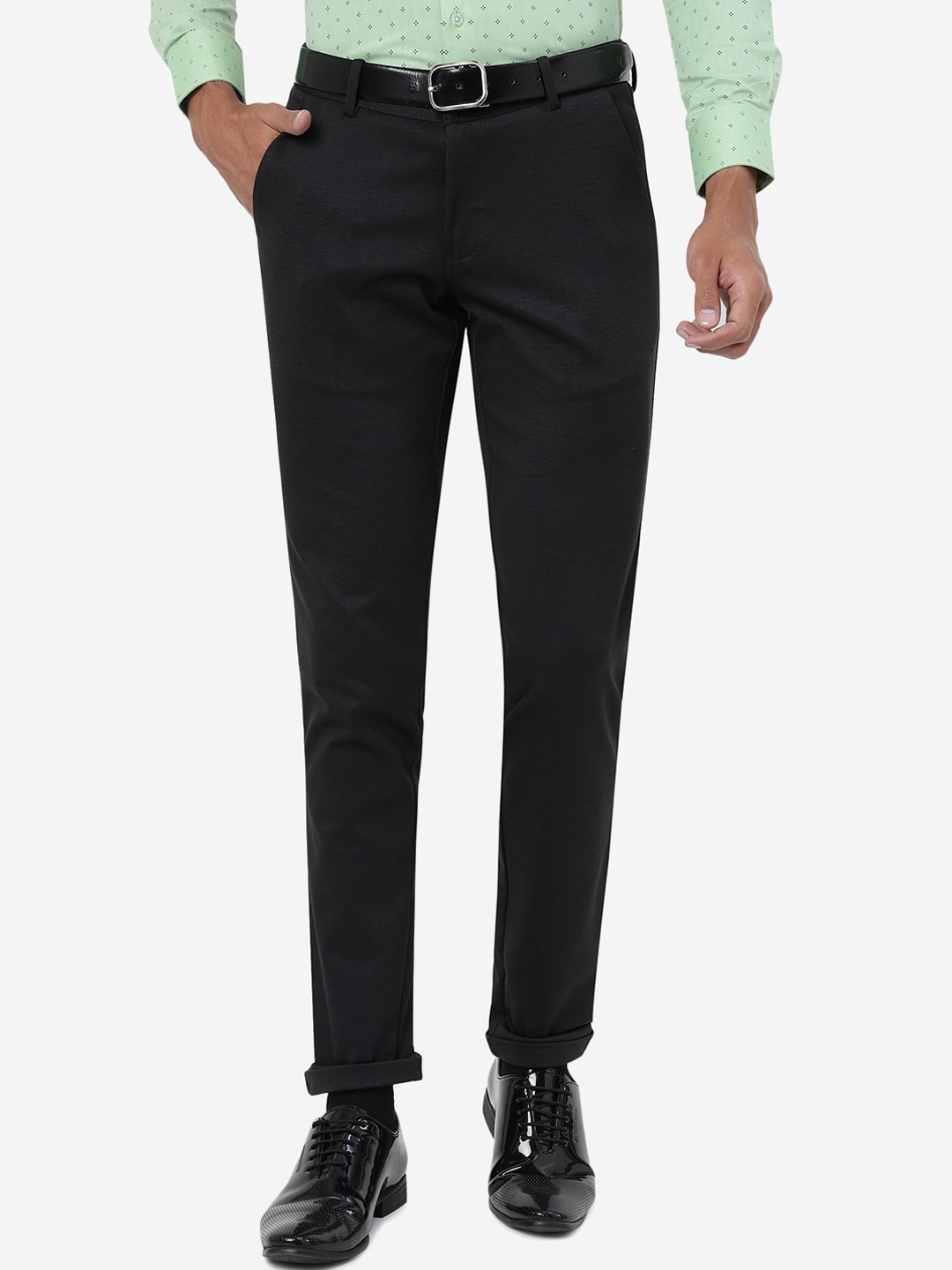 

JB STUDIO Men Mid Rise Slim Fit Cotton Trousers, Black