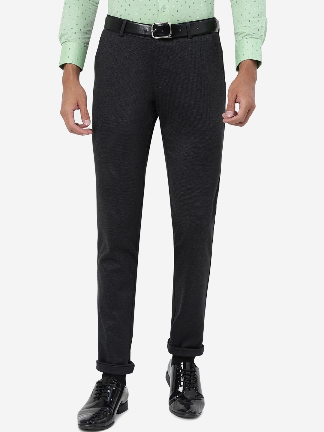 

JADE BLUE Men Mid Rise Slim Fit Formal Trousers, Black