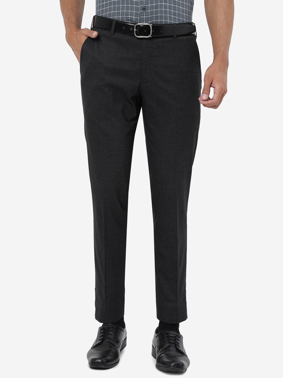 

JADE BLUE Men Mid Rise Slim Fit Formal Trouser, Black