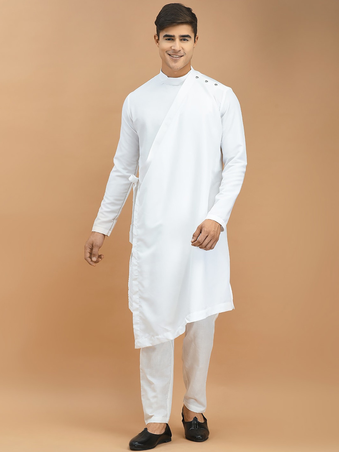 DEYANN Regular Pure Cotton Linen Kurta with Trousers, White