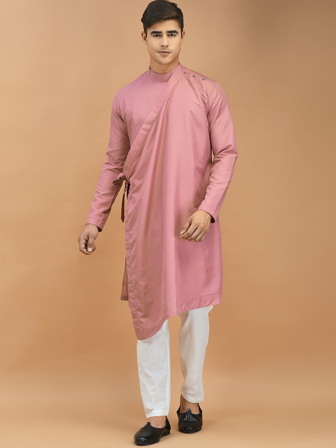 

DEYANN Regular Linen Kurta with Trousers, Pink