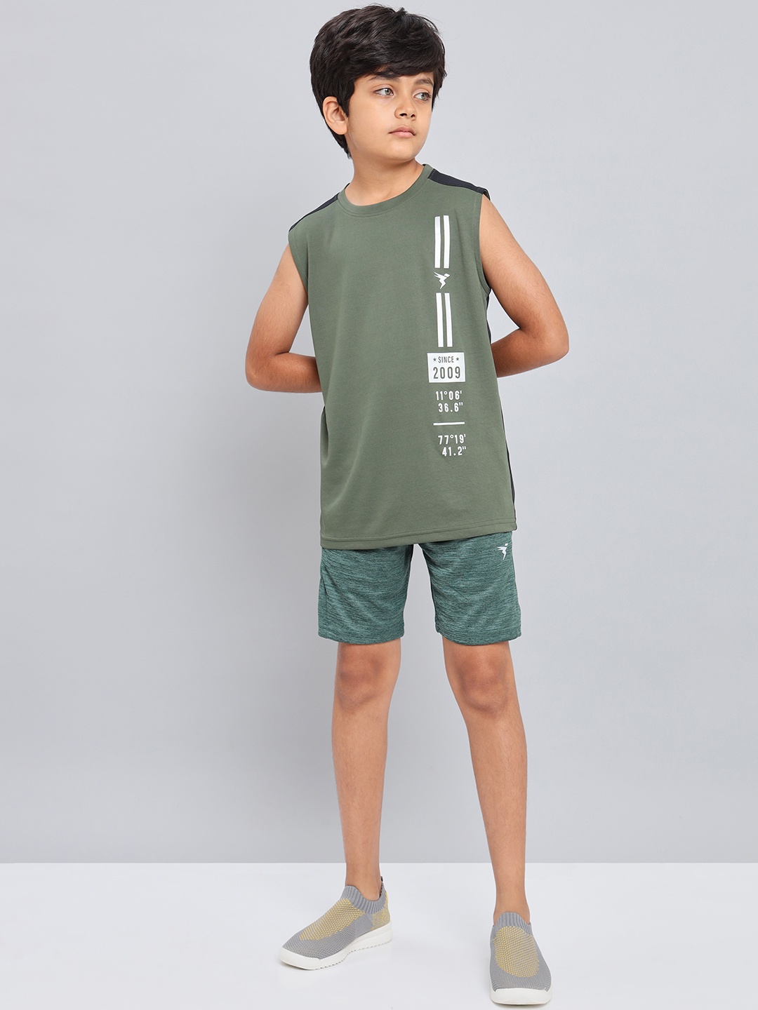 

Technosport Boys Slim Fit Antimicrobial Training or Gym Sports Shorts, Green