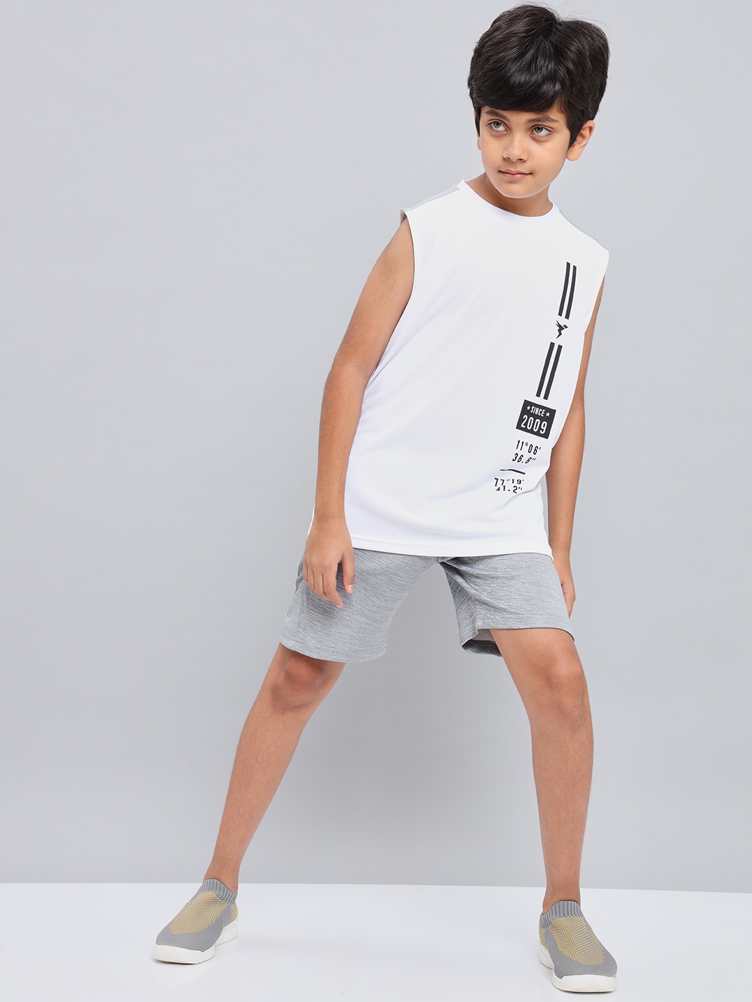 

Technosport Boys Slim Fit Antimicrobial Shorts, Grey