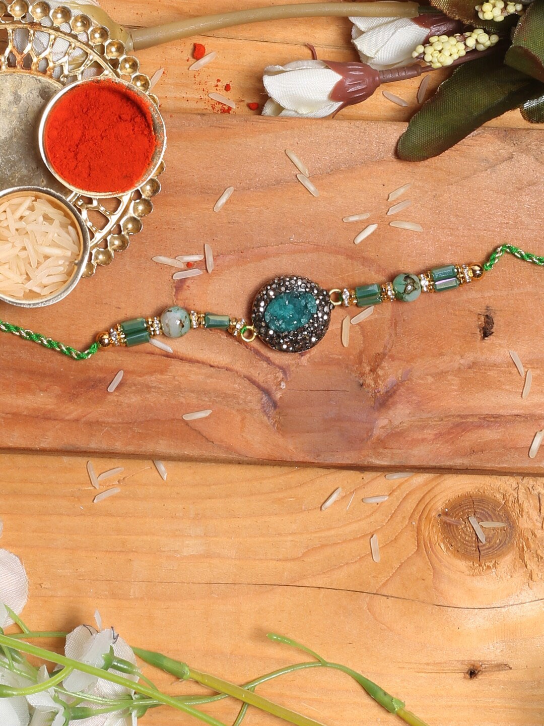 

Aapno Rajasthan Crystal Stones Embellished Rakhi, Blue