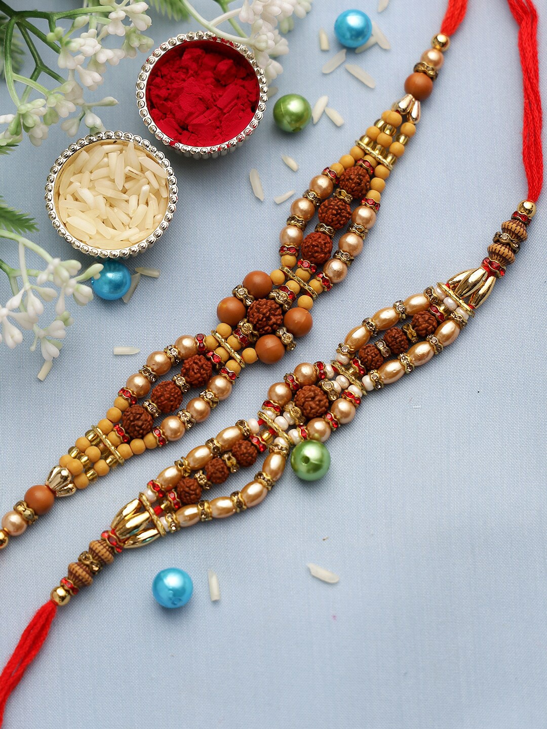 

Aapno Rajasthan Set Of 2 Rudaraksh Beaded Rakhi, Brown