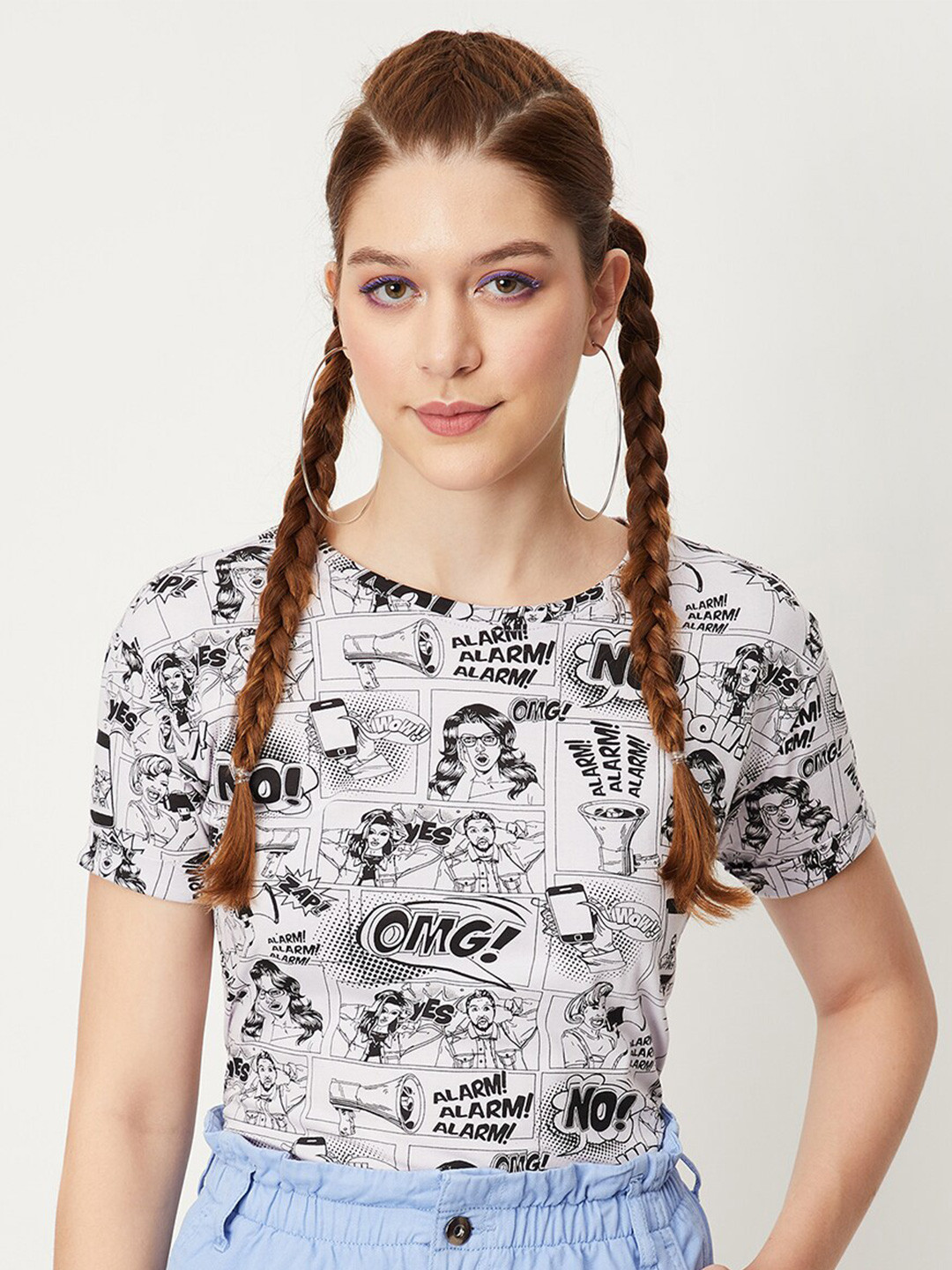 

max Conversational Printed Knitted Cotton T-shirt, White