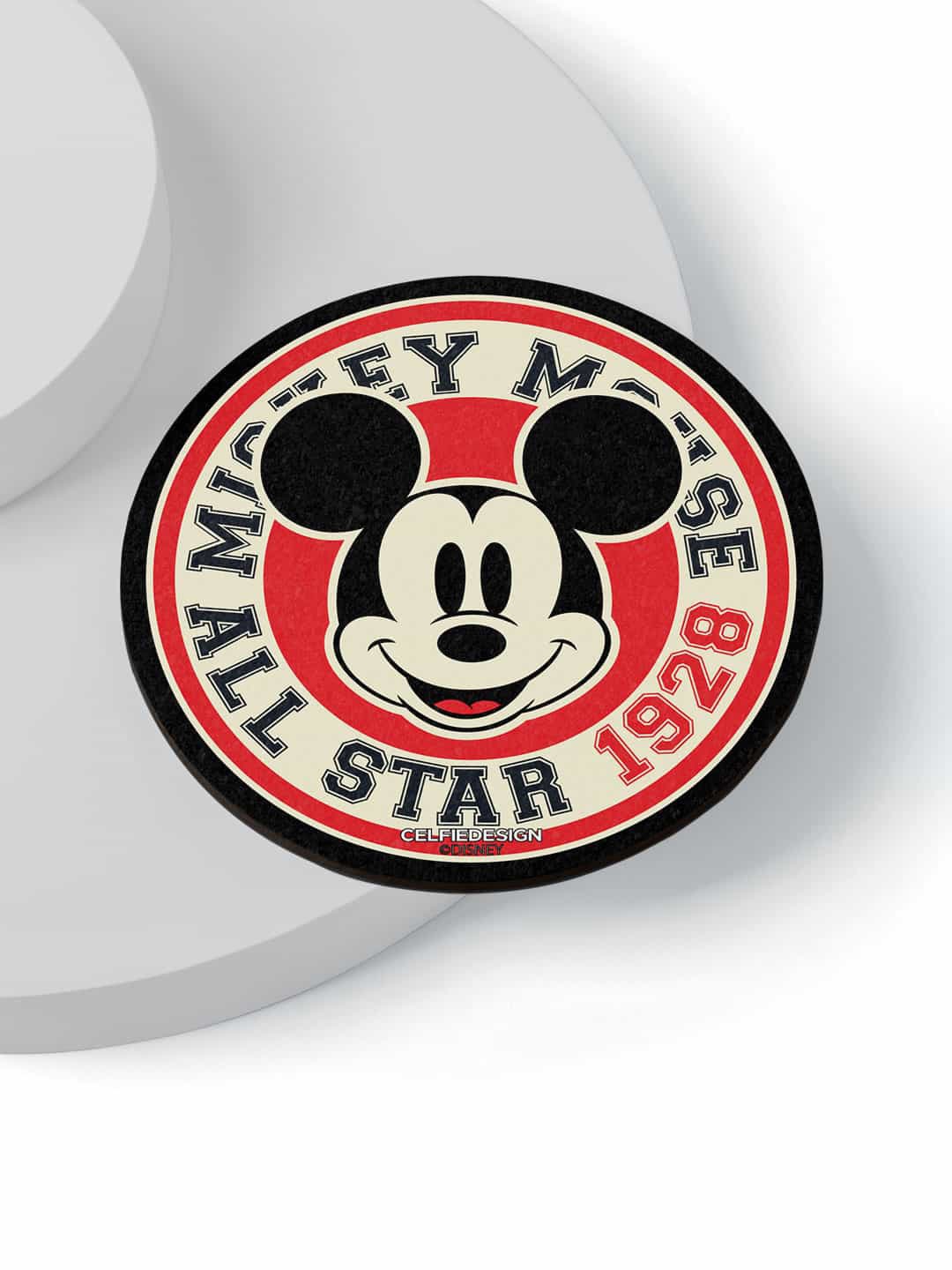 

macmerise Black & Red 6-Pieces All Star Mickey Design Circle MDF Wooden Coasters