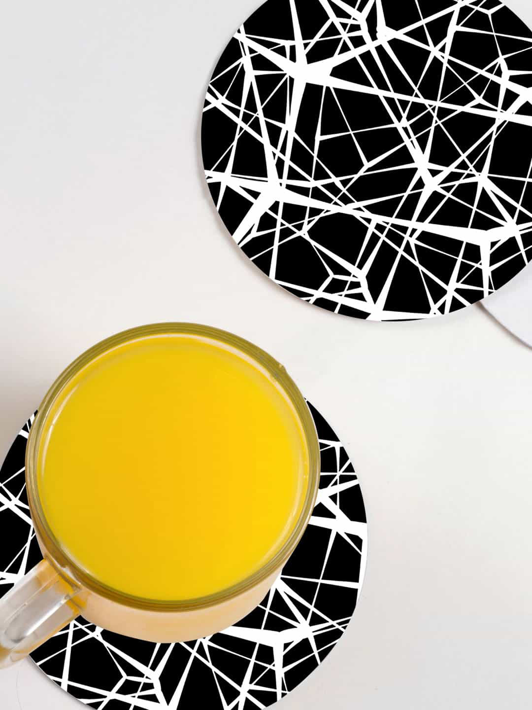 

macmerise Black & White 6 Pieces Grunge Web Design Printed MDF Wooden Circular Coaster