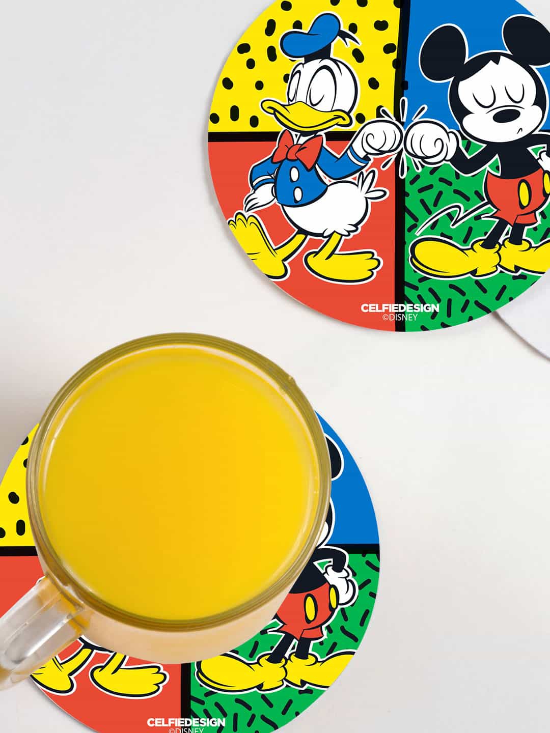 

macmerise Blue & Yellow 6-Pieces Disney Fist Bump Printed MDF Wooden Circular Coasters