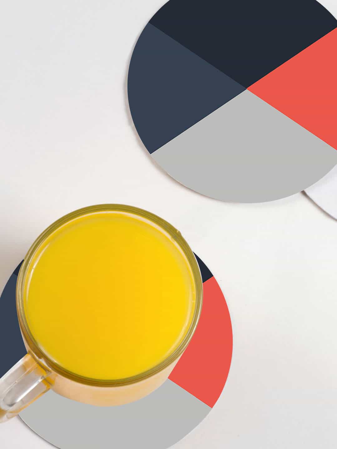 

macmerise Grey & Red 6 Pieces Criss Cross Design Printed MDF Wooden Circular Coaster