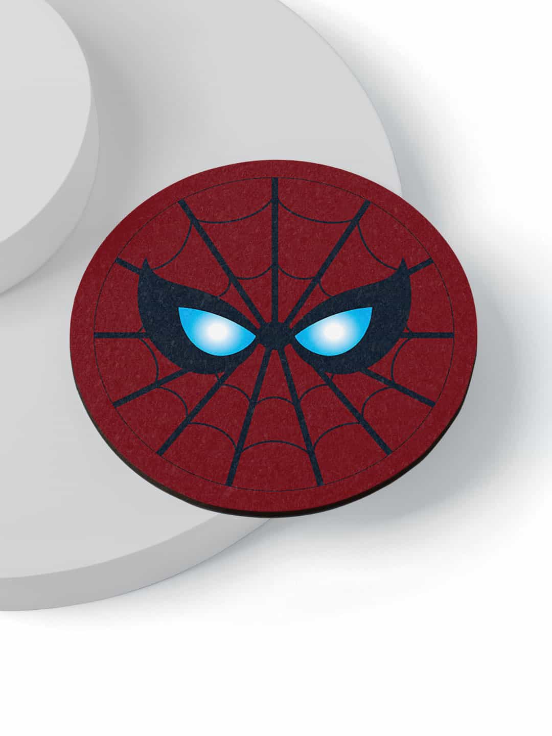 

macmerise Red & Blue 6 Pieces Spidey Eyes Design MDF Wooden Circular Coaster