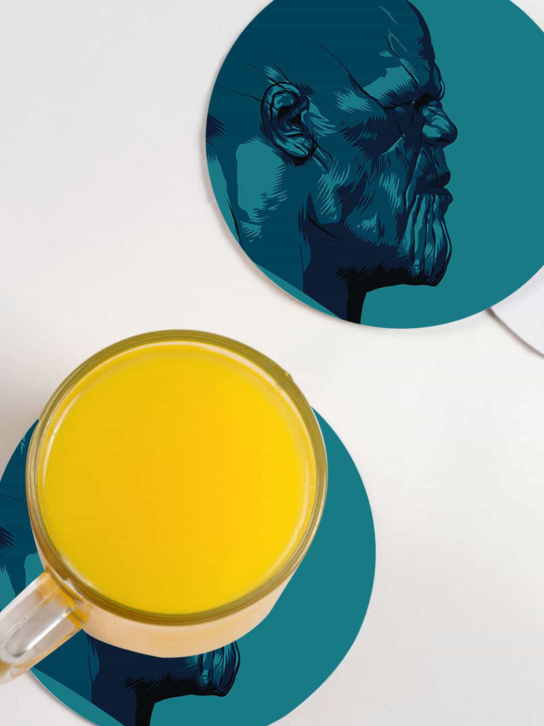 

macmerise Green 6 Pieces Illuminated Thanos Design Printed MDF Wooden Circular Coasters