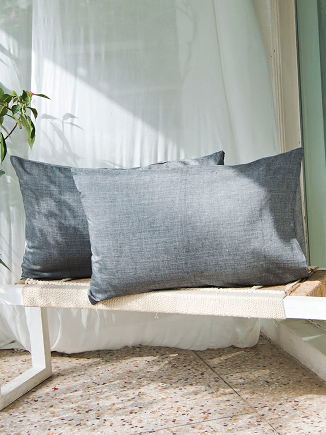 

Fabindia Grey 2 Pieces Cotton Pillow Covers