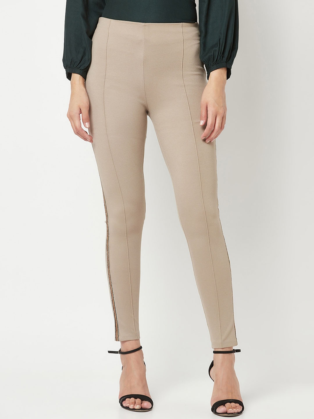 

Crimsoune Club Women Slim Fit Trousers, Beige