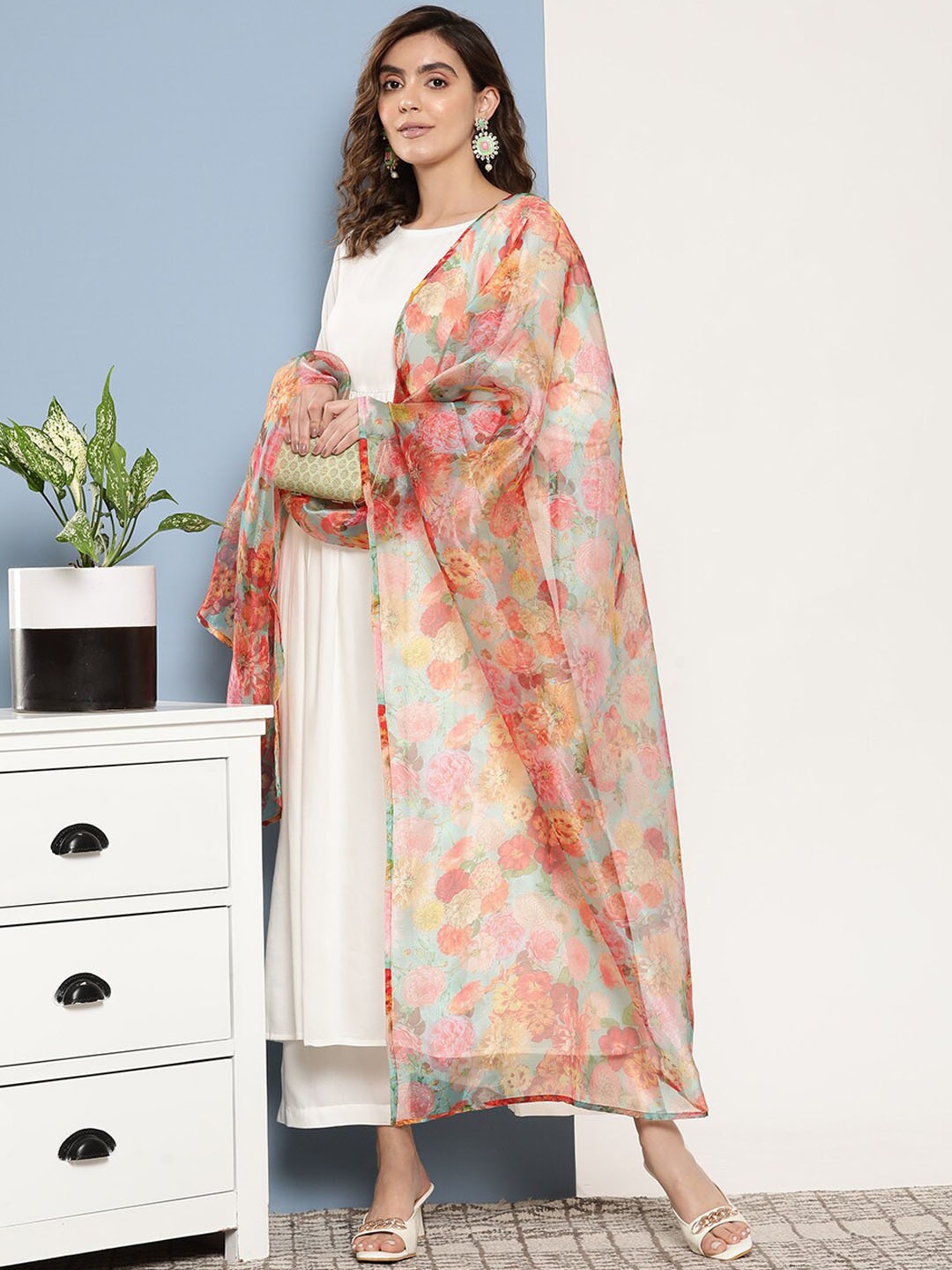 

InWeave Empire Kurta with Palazzos & With Dupatta, White