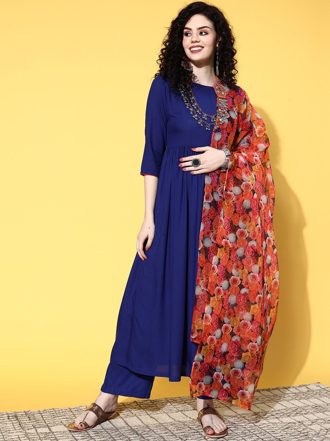 

InWeave Regular Kurta with Palazzos & With Dupatta, Blue