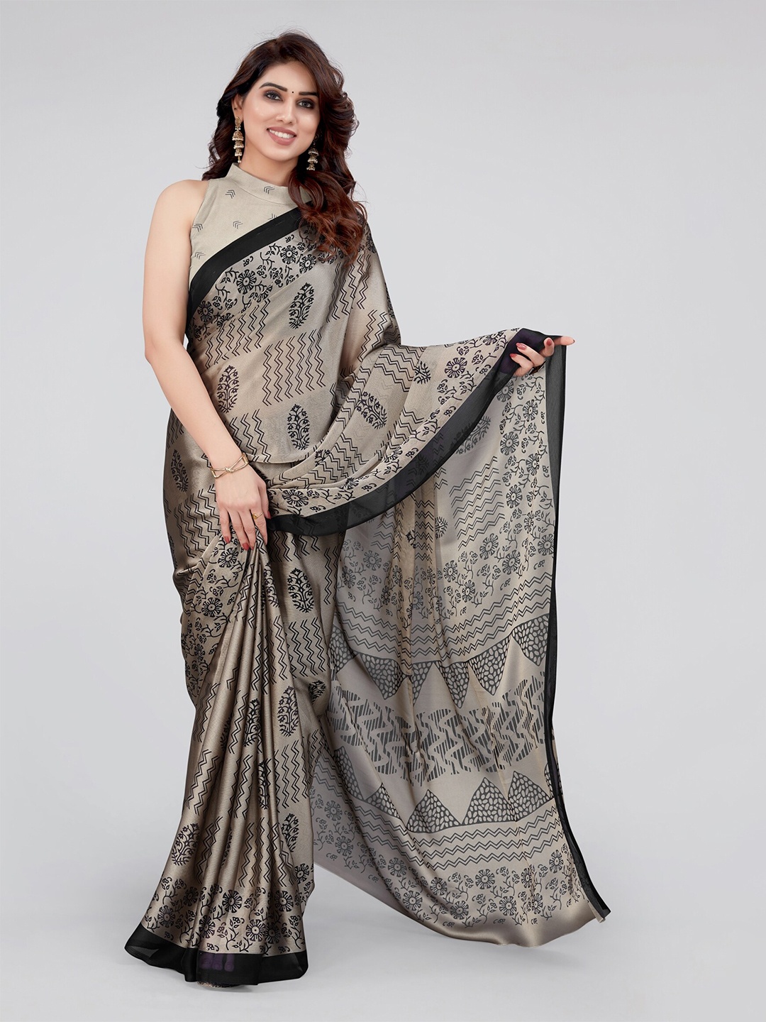 

KALINI Ethnic Motifs Printed Saree, Black